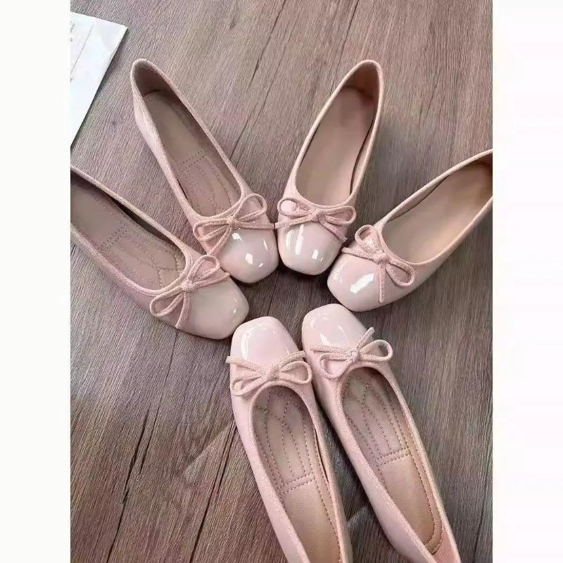 Heels - Women Ballet Flats Square Toe Bowknot
