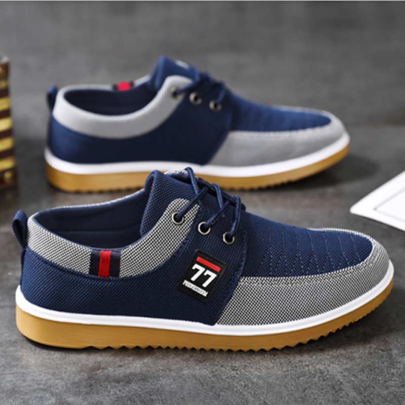 New Fashionable Trendy Men's S - Knit Fabric Lace Up Sneakers ulasan dan harga