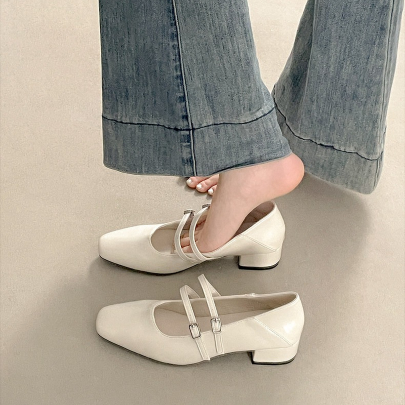 Square Toe Low Heel Women Silv - Heels ulasan dan harga
